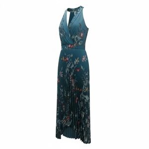 White House Black Market Teal Floral High Low Dress